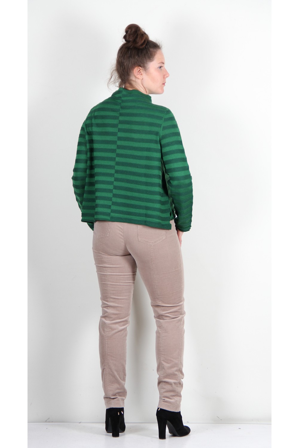 Vetono Self Stripe Knit Deep Green