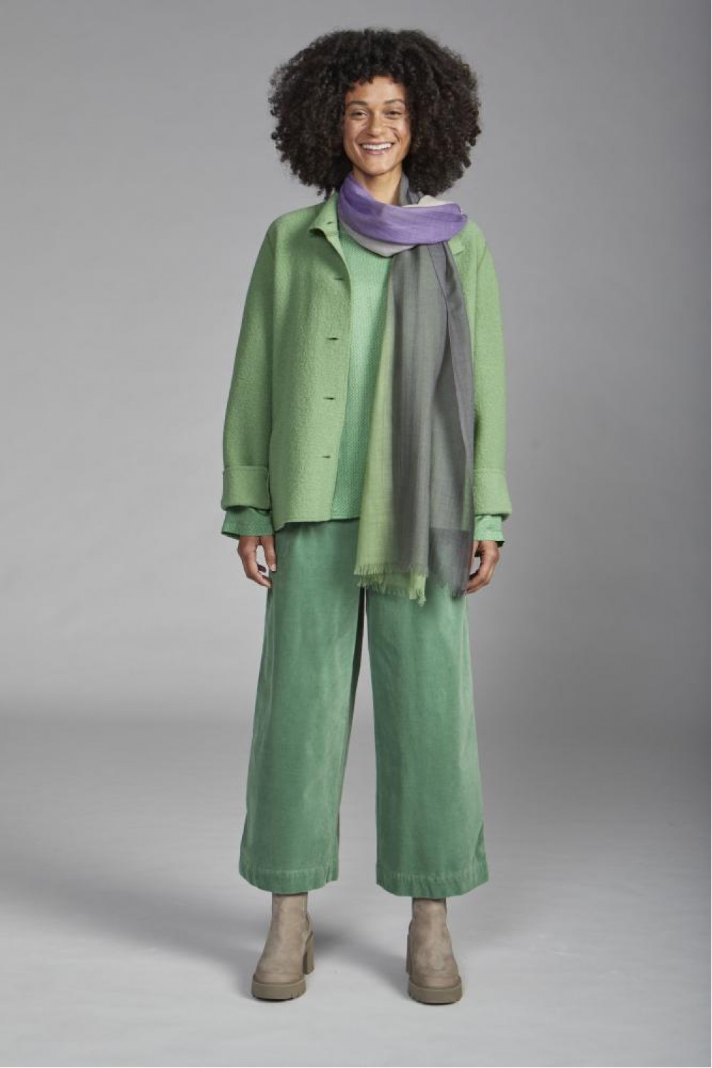 Vetono Boxy Boiled Wool Jacket Green