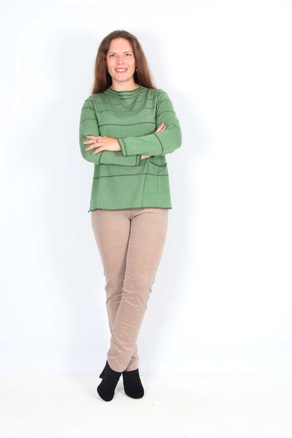 Vetono Merino Wool Pocket Sweater Green