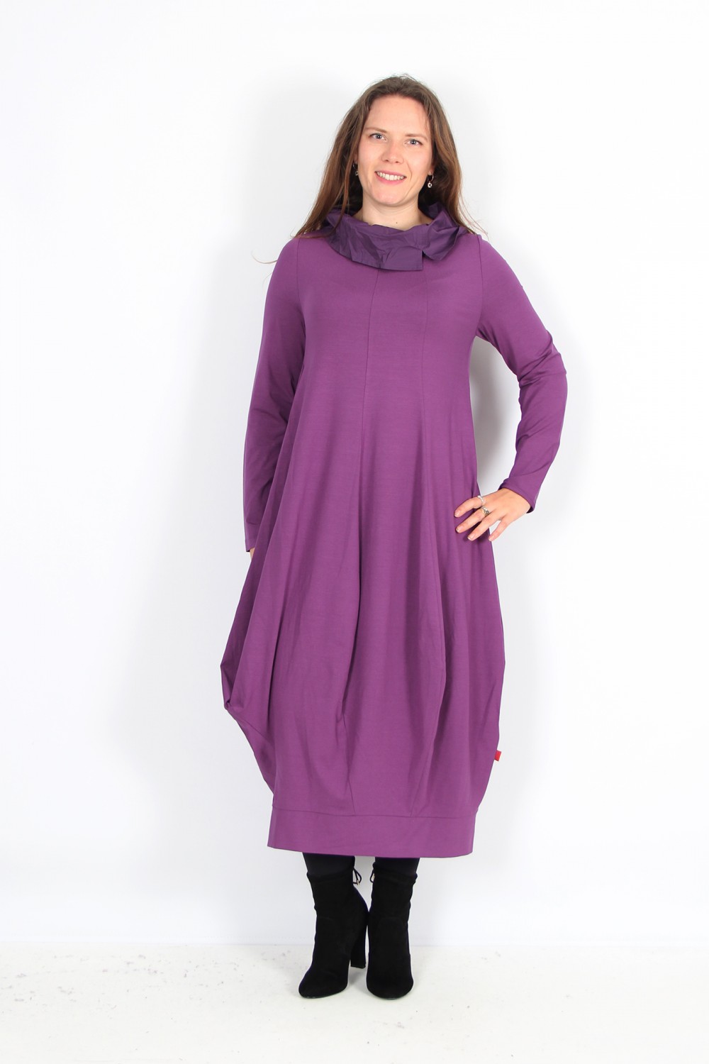 Vetono Jersey Collar Dress Viola