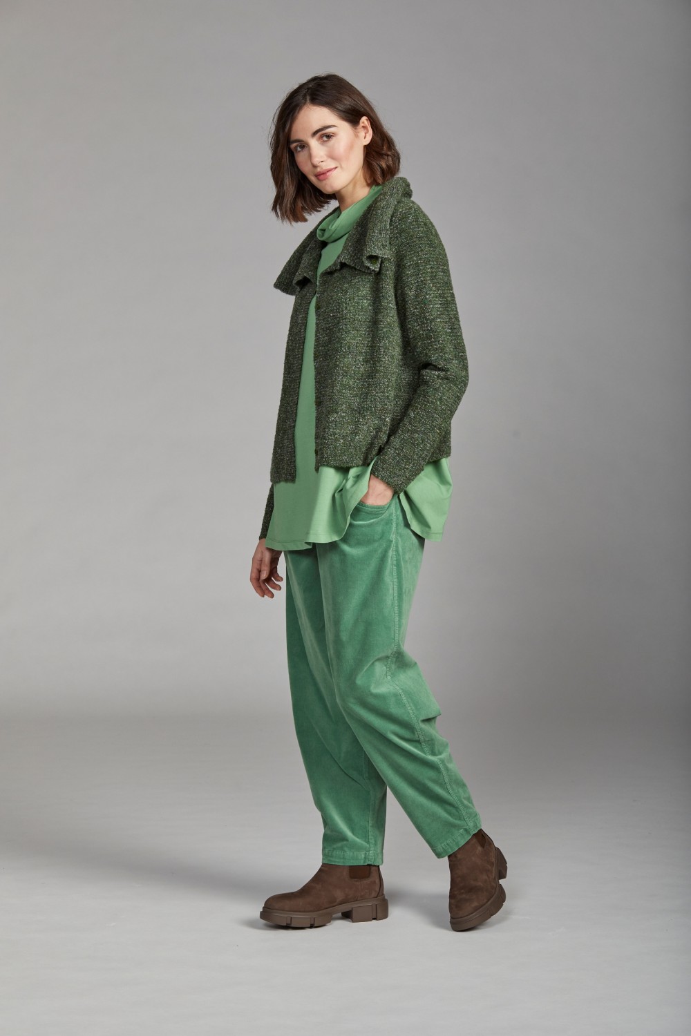 Vetono Boucle Jacket/Cardi Green