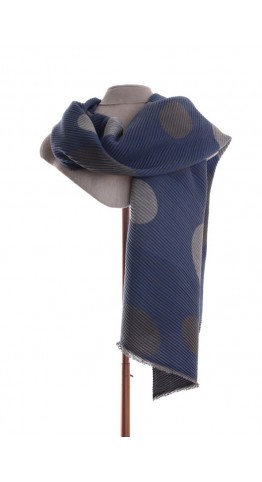 Pink Rooster Pleat Large Spots Scarf Blue