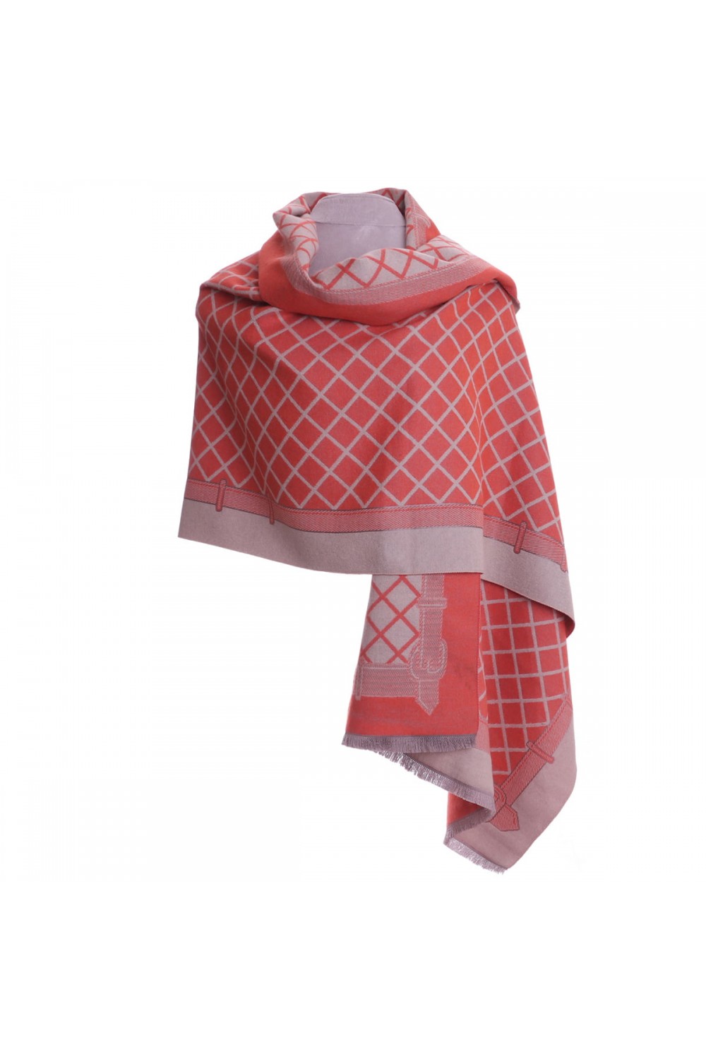 Zelly Reversible Lattice Print Wrap Orange