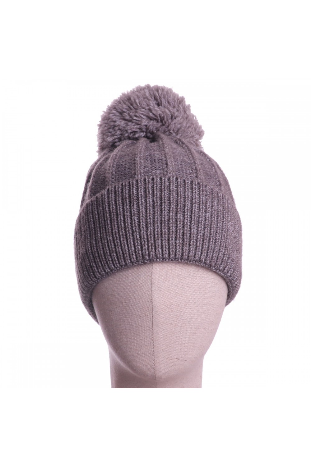 Zelly Cable Knit Pom Pom Hat Grey