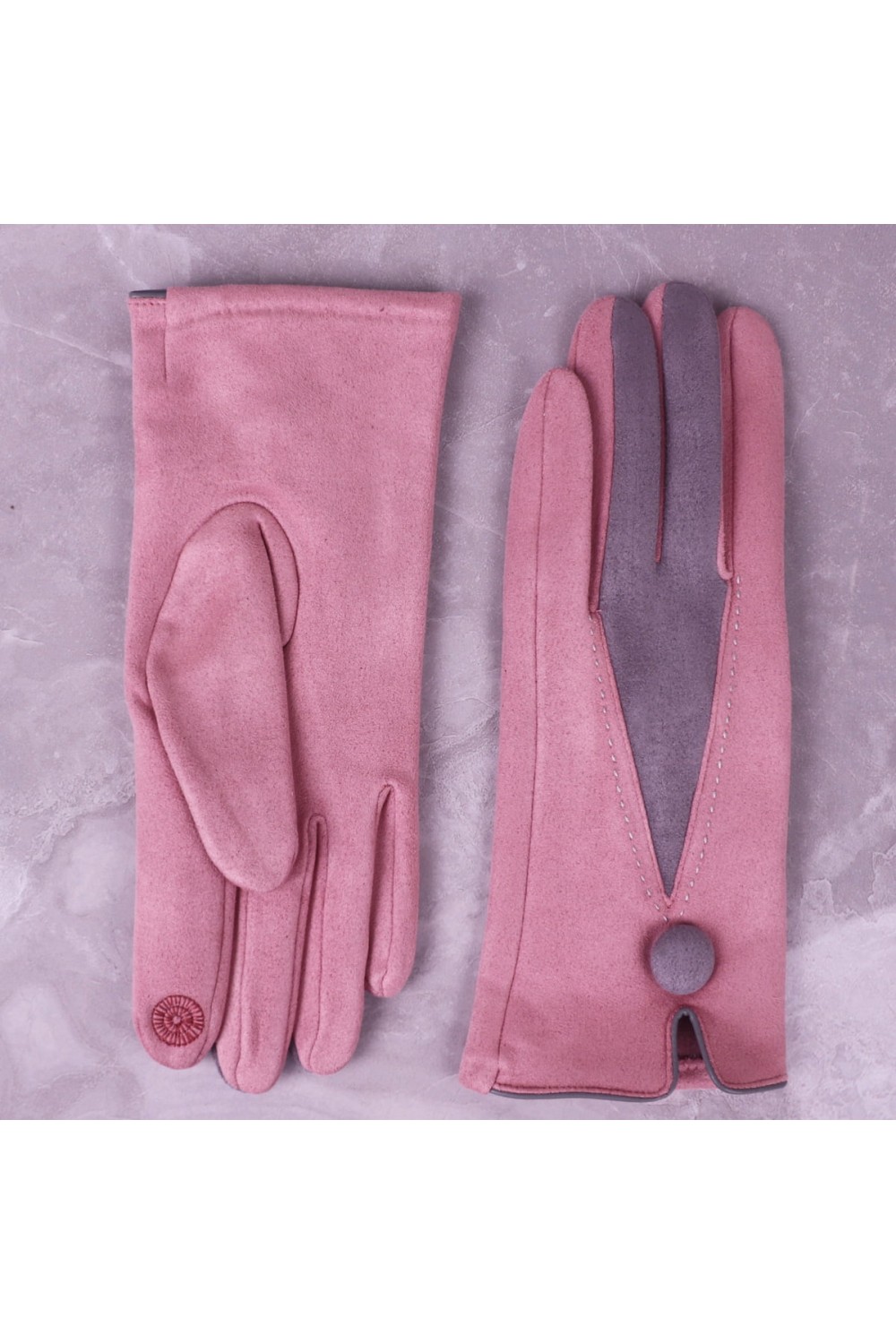 Zelly Button Glove Navy Pink