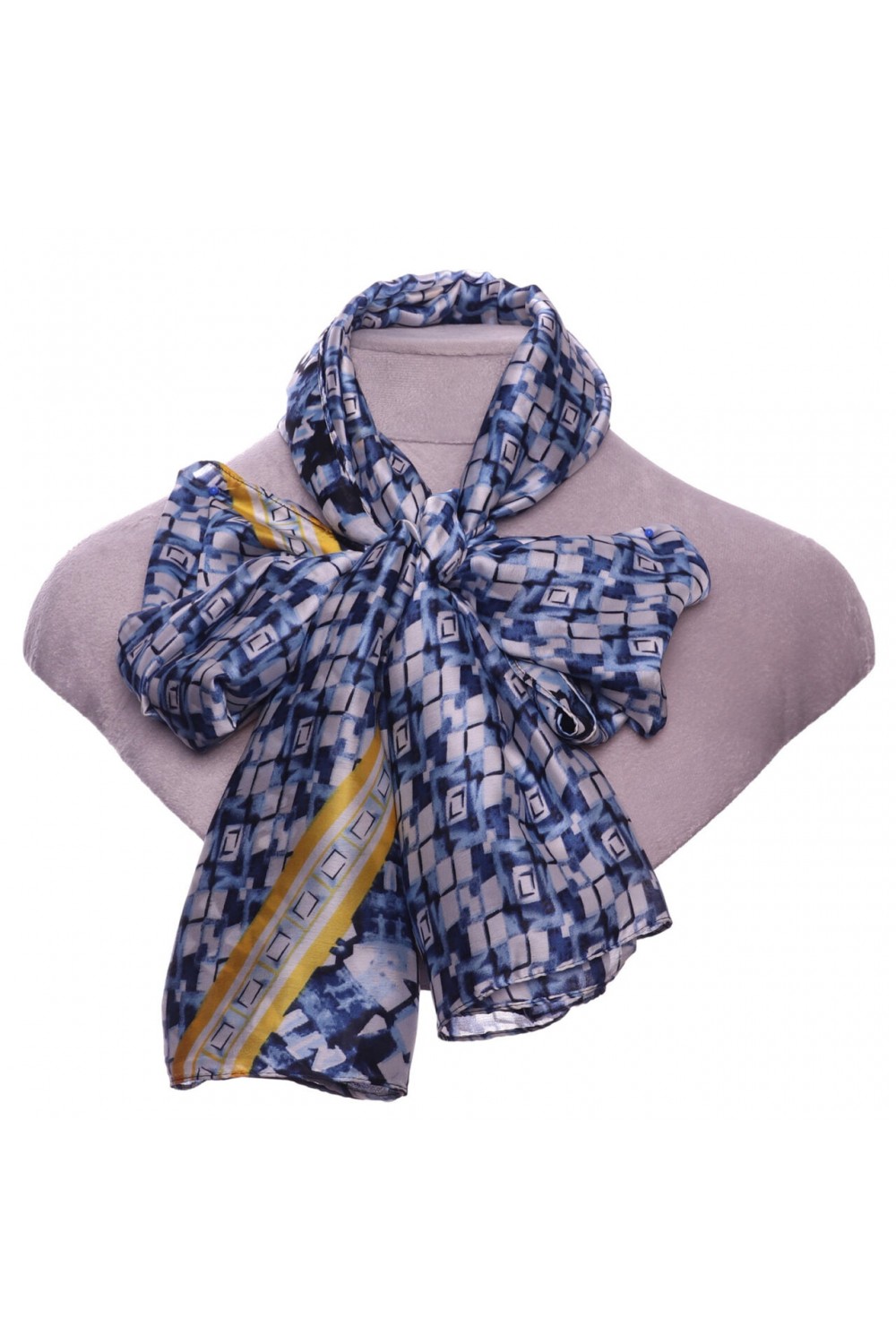 Zelly Abstract Box Print Scarf Blue