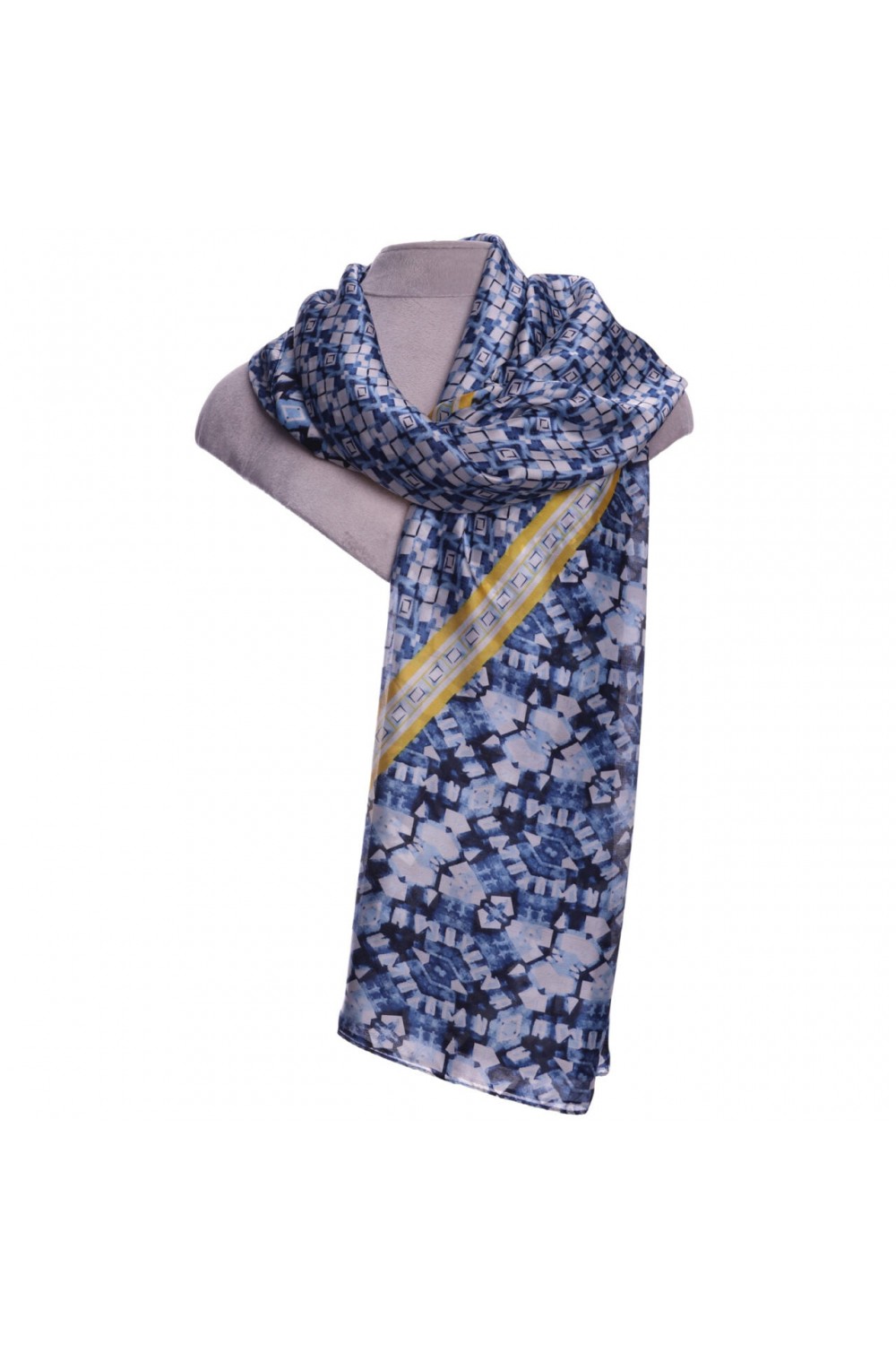 Zelly Abstract Box Print Scarf Blue