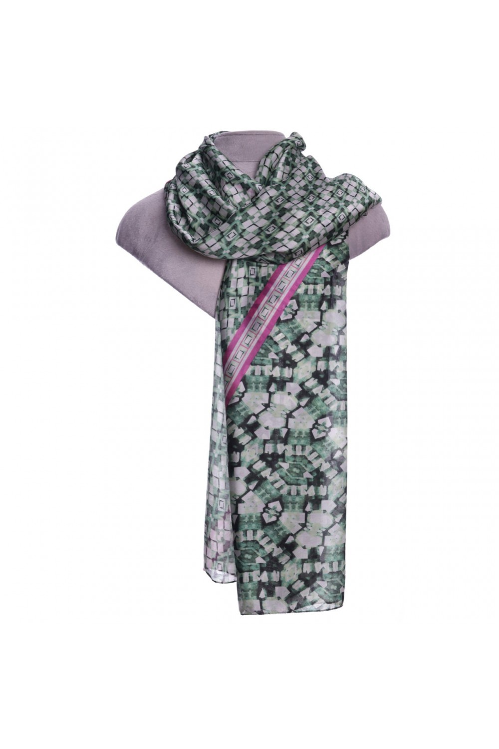 Zelly Abstract Box Print Scarf Green