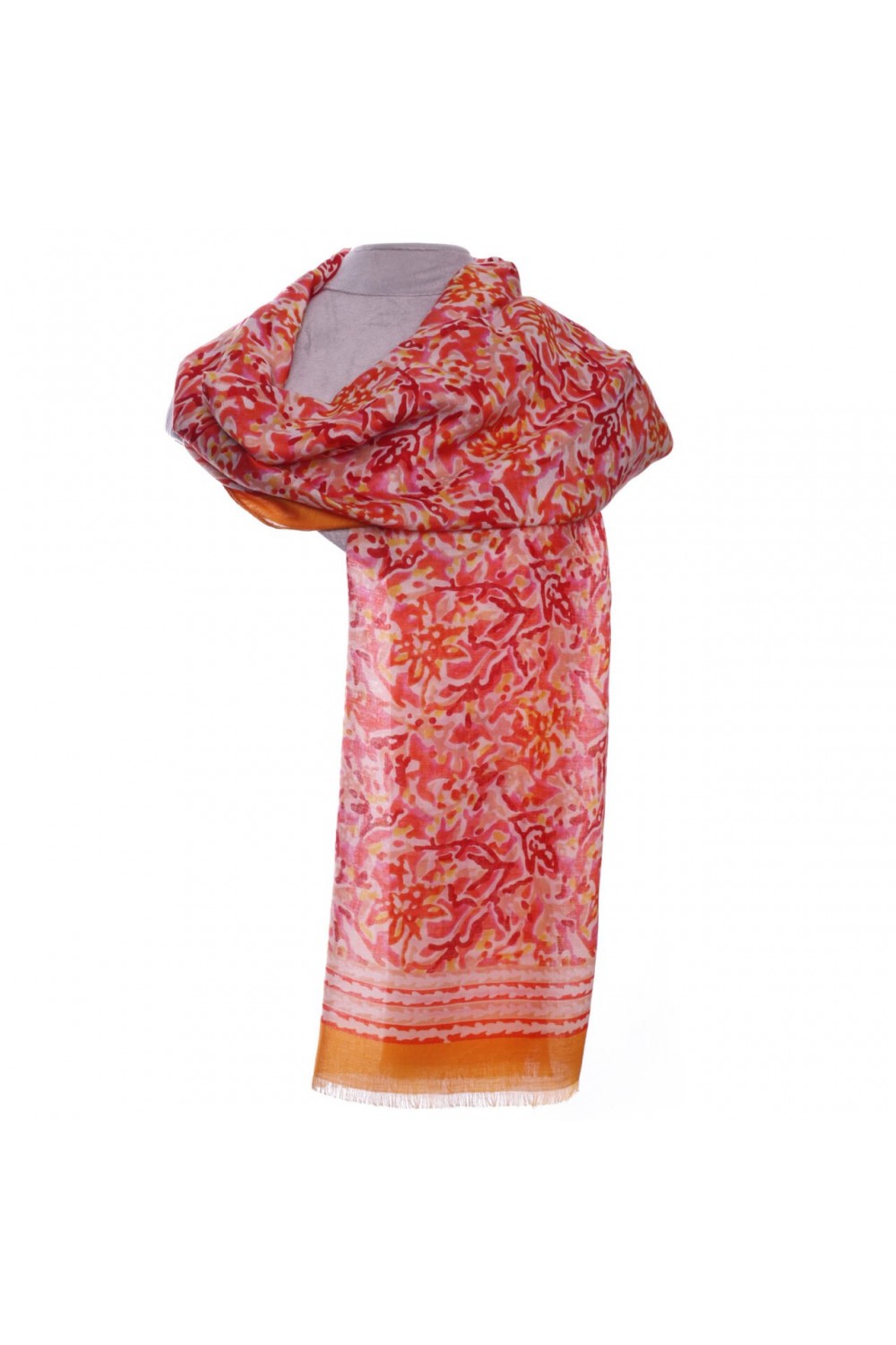 Zelly Abstract Floral Scarf Orange