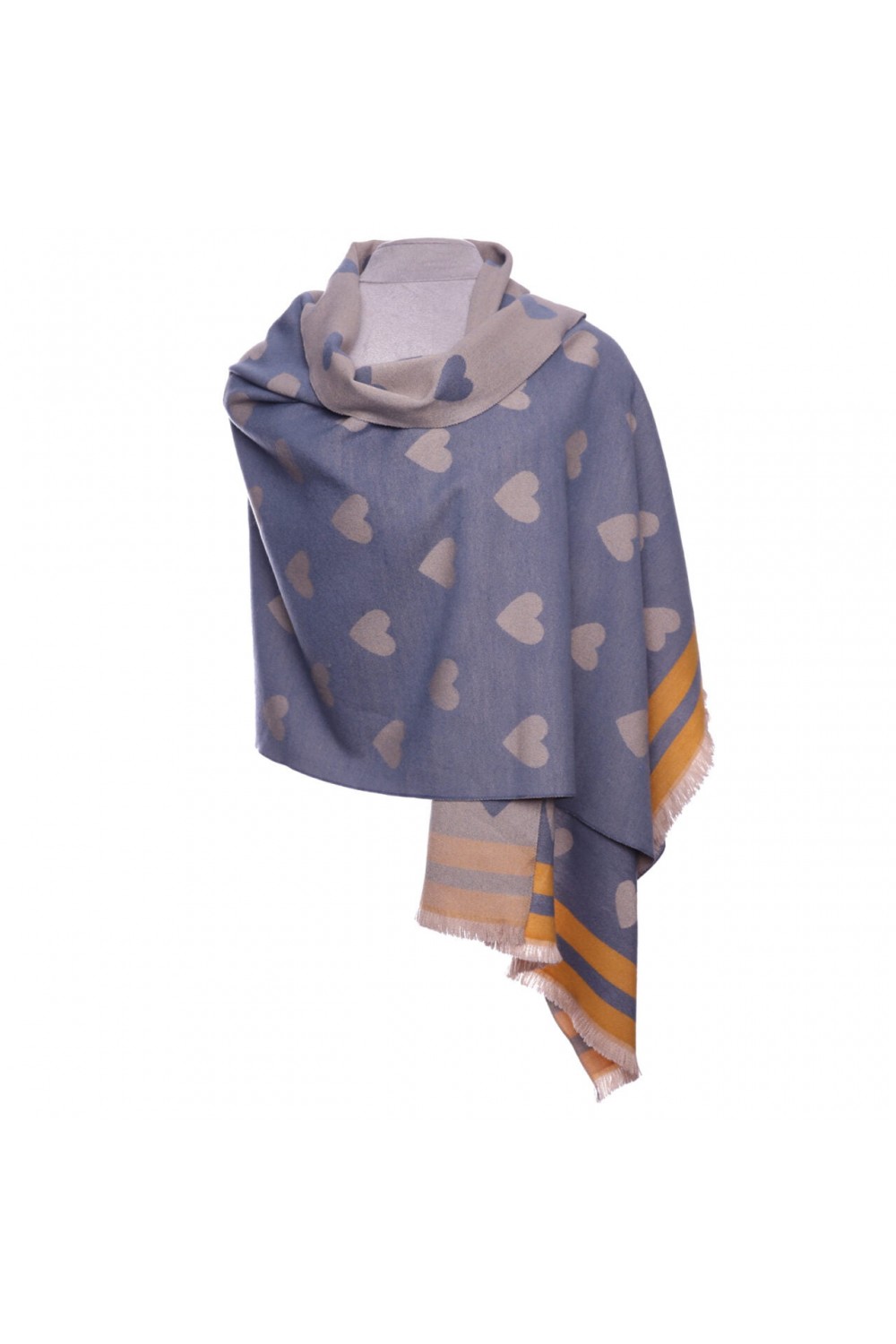 Zelly Reversible Heart Print Wrap Blue