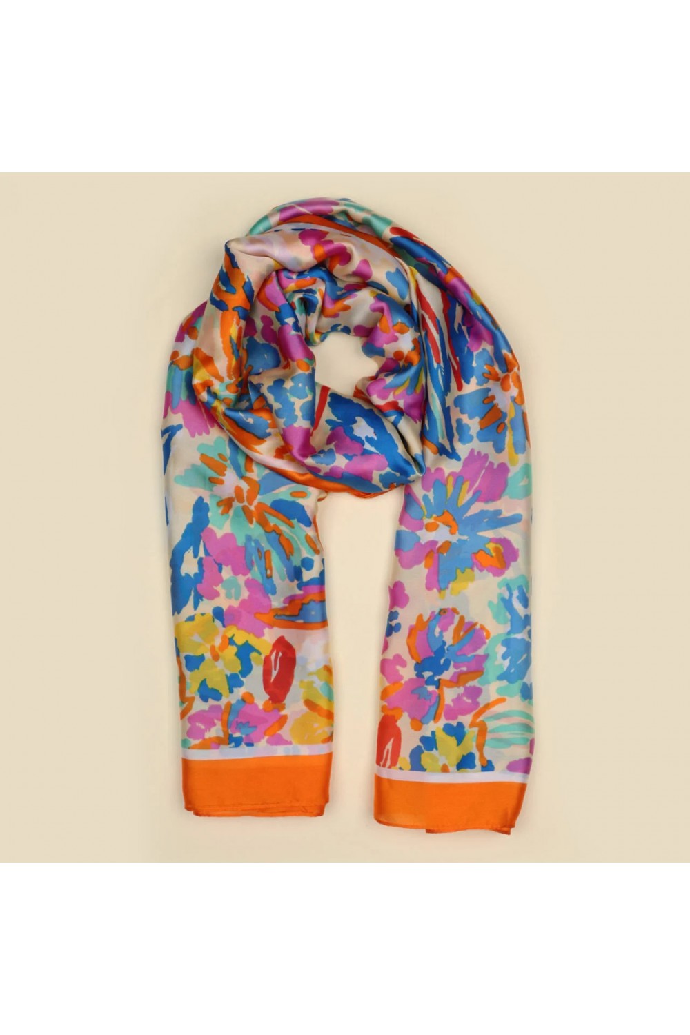 Zelly Abstract Summer Floral Scarf Orange