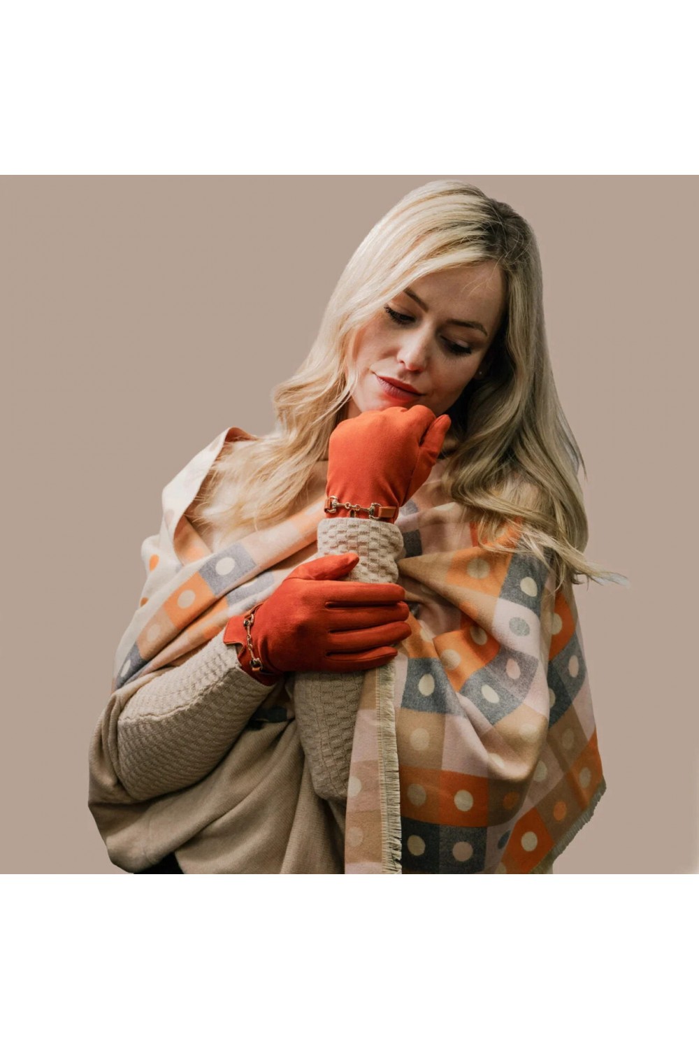 Zelly Snaffle Detail Glove Orange