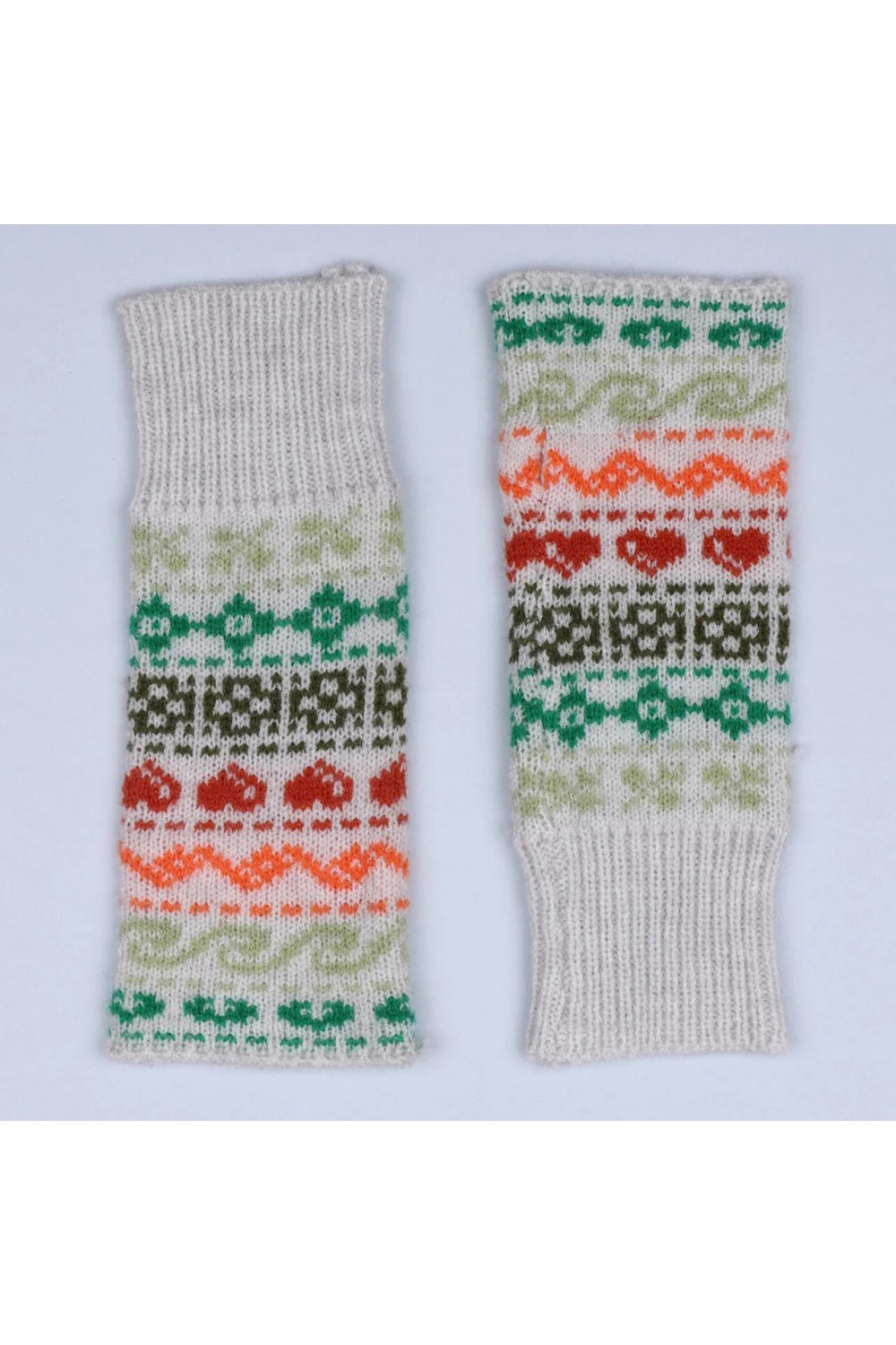 Zelly knitted Nordic Design Fingerless Gloves Green