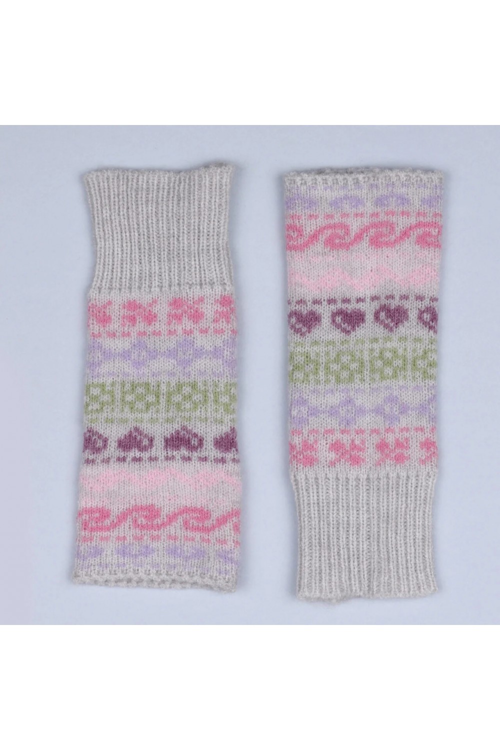 Zelly knitted Nordic Design Fingerless Gloves Pink