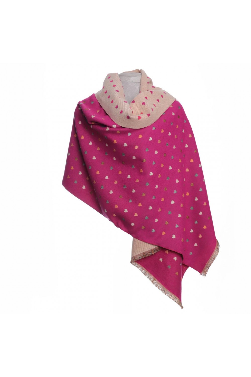 Zelly Reversible Multi Hearts Luxury Wrap Hot Pink
