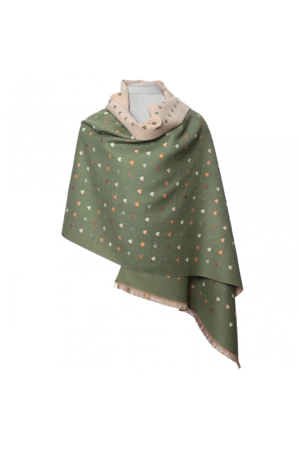 Zelly Reversible Multi Hearts Luxury Wrap Green