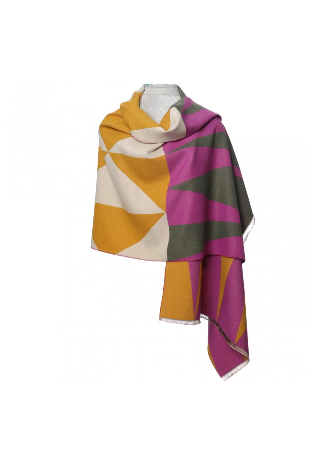 Zelly Reversible Geometric Luxury Wrap Mustard