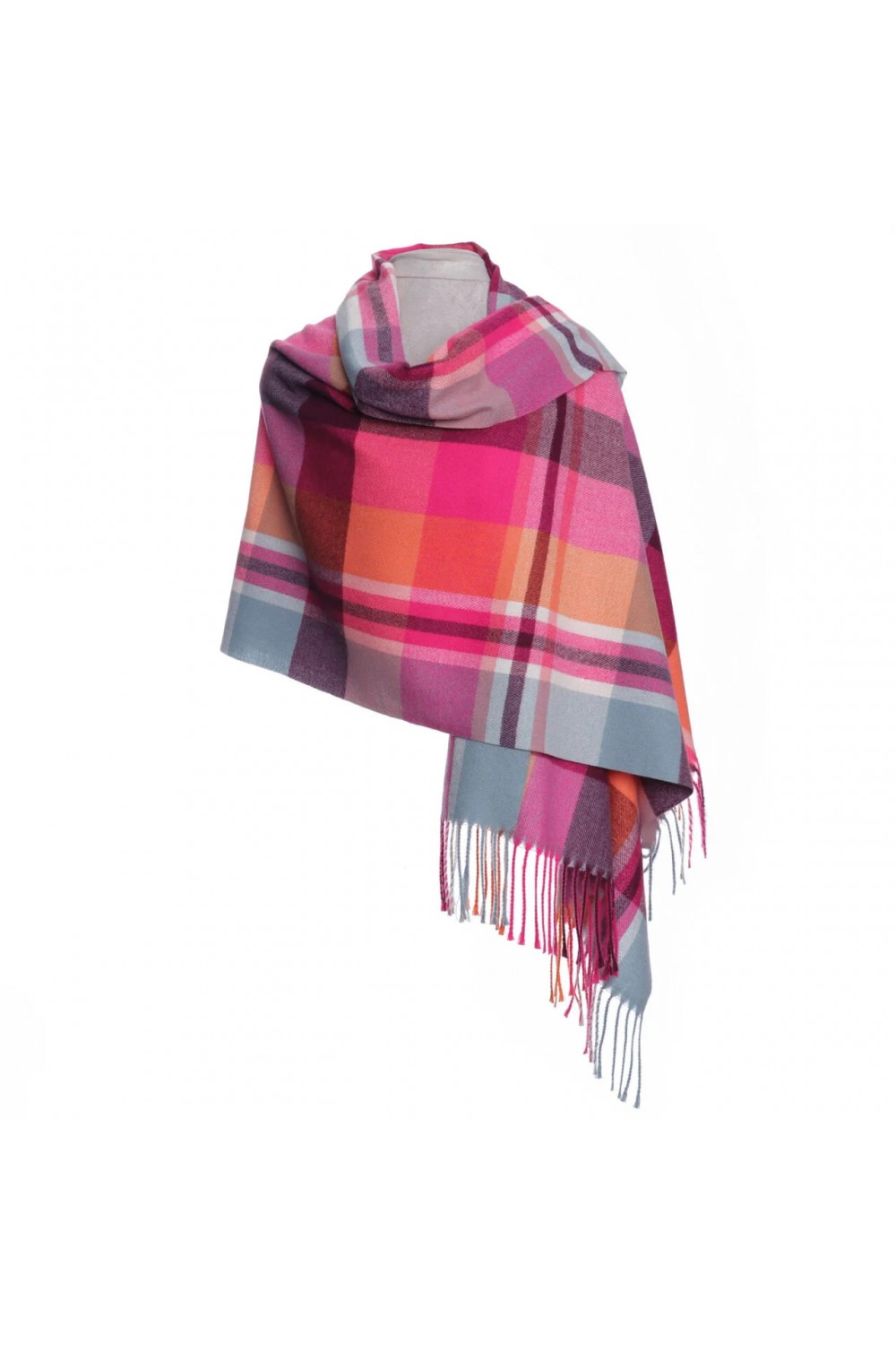 Zelly Luxury Soft Touch Blanket Fringed Wrap Hot Pink