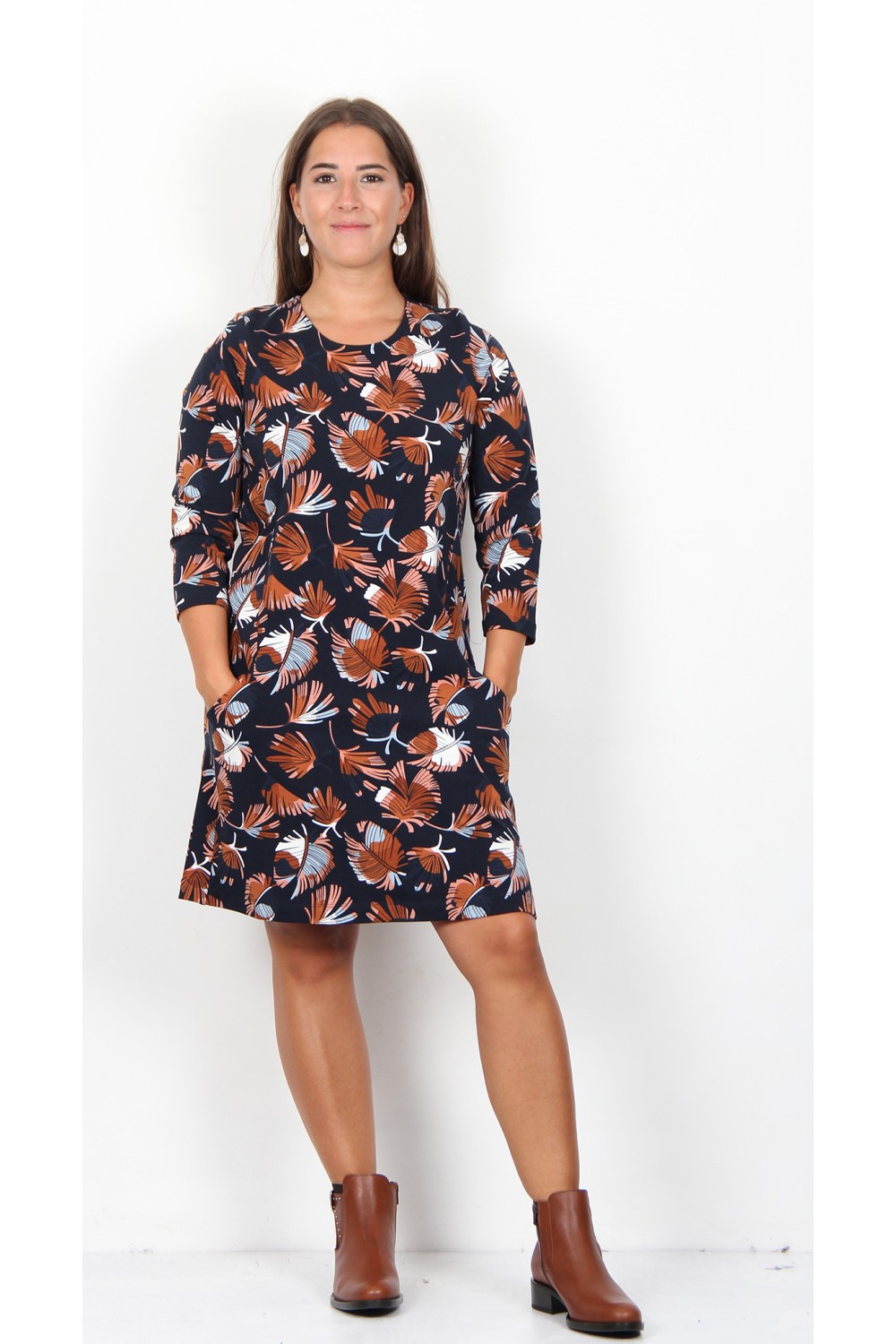 Zilch Clothing Pocket Tunic/Dress Feathers Navy